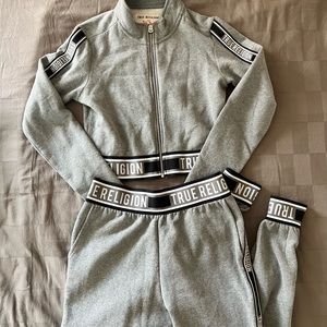 Grey True Religion matching sweatpants set